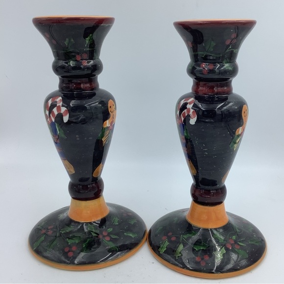 2002 Lang “Primitive Colors Christmas” Candlestick Holders - Picture 2 of 7